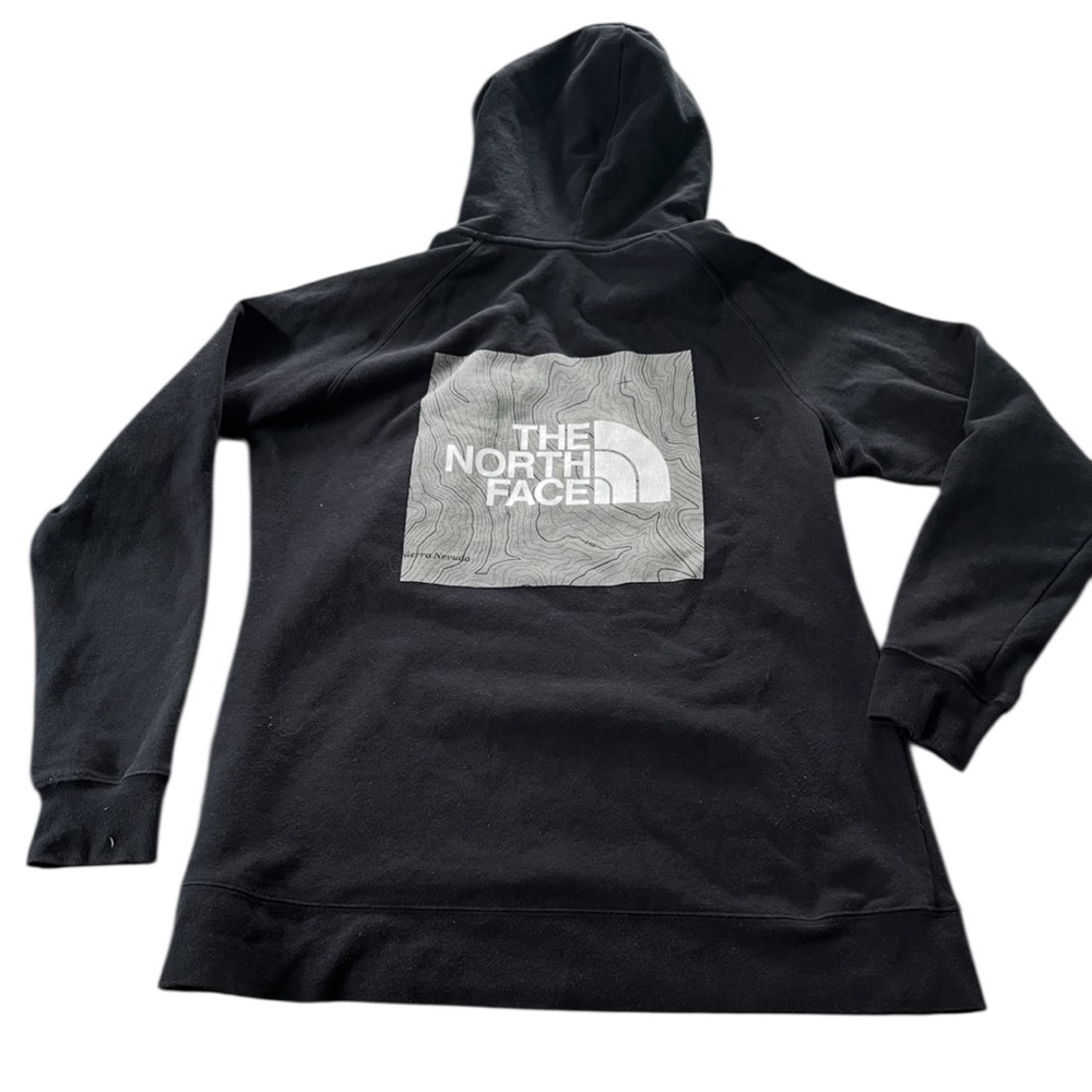 The North Face Womens Black Pullover Hoodie Front Back Logo Size XL